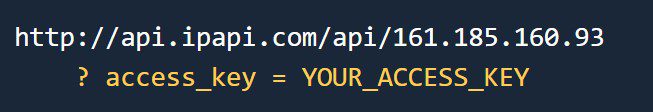 IP API access key example.