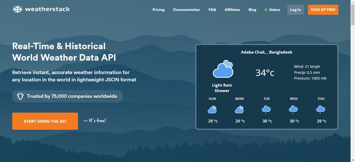 Weatherstack Interactive Weather Map APIs