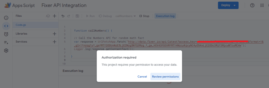 Authorize Your Script To Import Data From API to Google Sheets