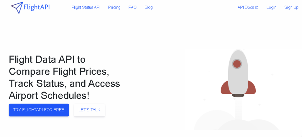 Screenshot of FlightAPI homepage