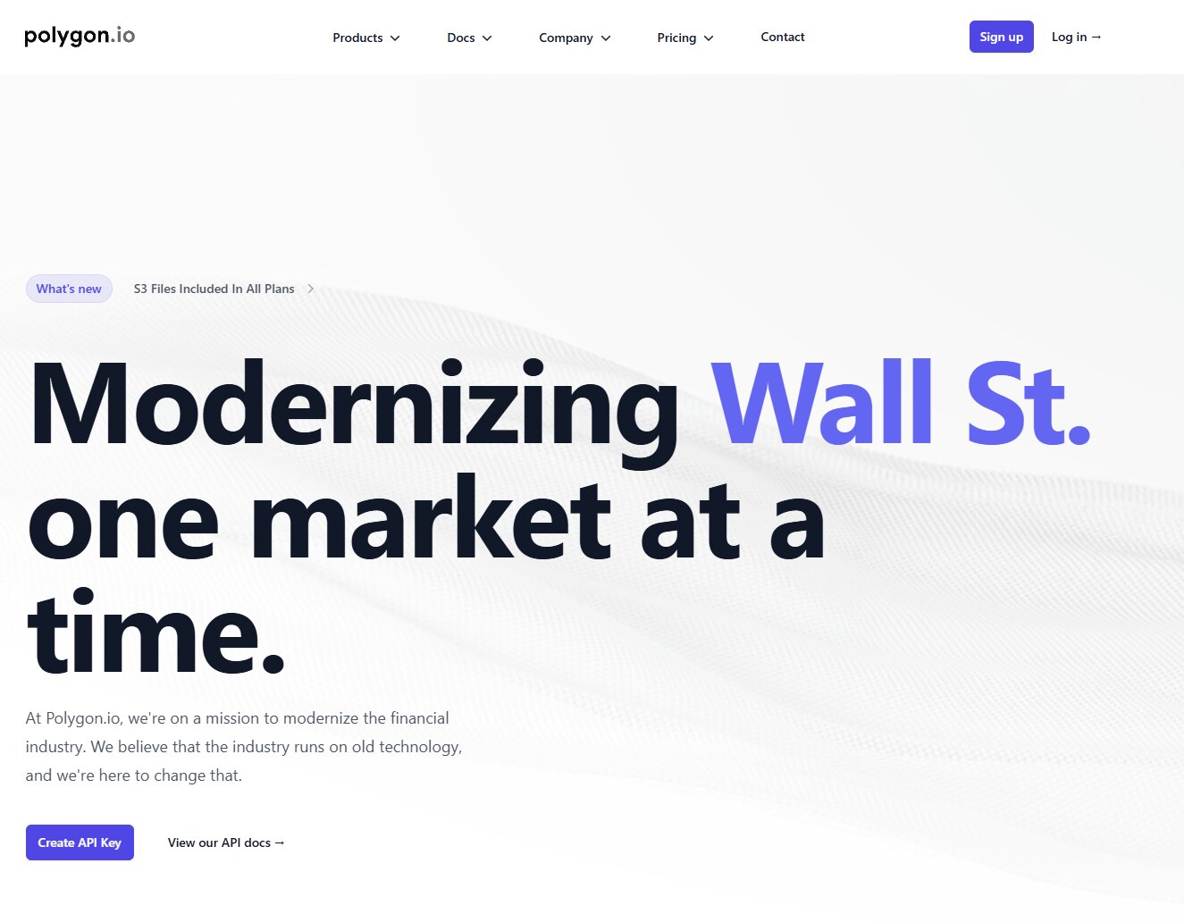 Polygon.io API platform for high-frequency trading and real-time US market data