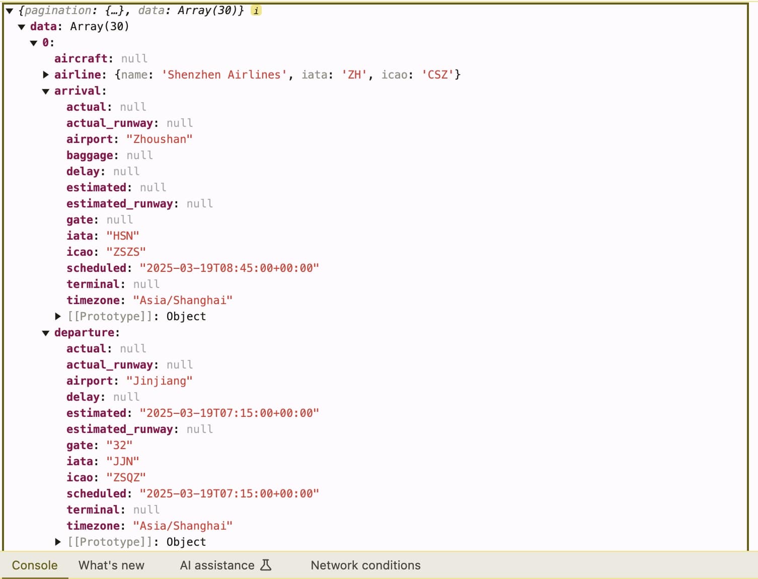 user departure time, arrival time, terminals and gates, and the flight status