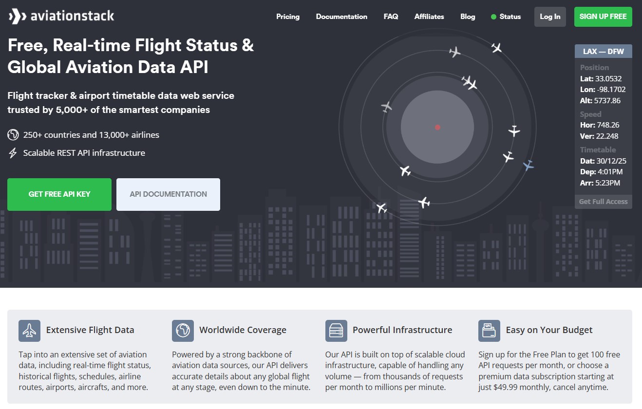 Aviationstack Home Page