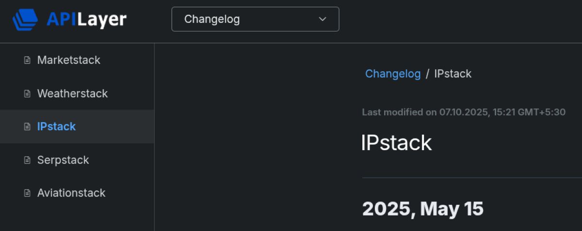 Apilayer Public status page and changelog