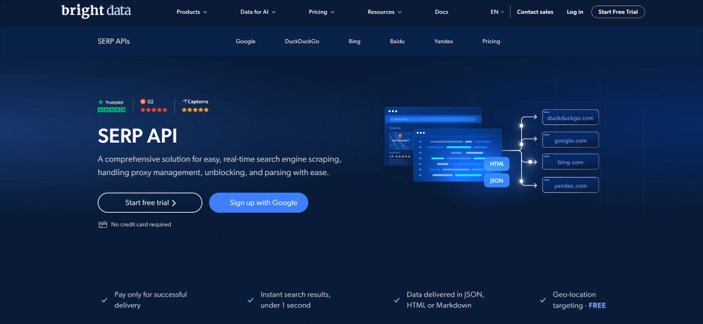 6. Bright Data SERP API Best for massive scale